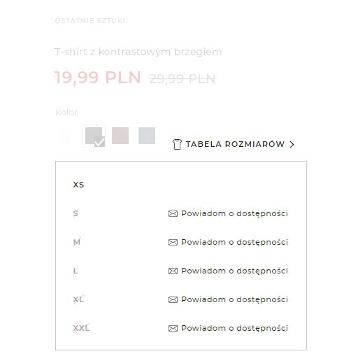 out of stock